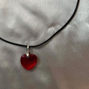 red heart y2k necklace