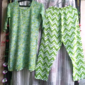 Green Colour Kurti Set