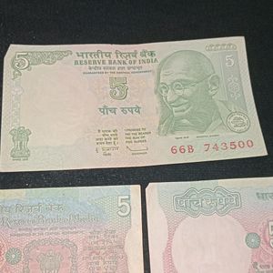 Old Indian Currency -5rs Notes (Set Of 7)