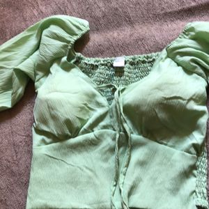 Women Green Padded Crop Top