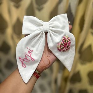 Hair Bow With Hand Embroidery