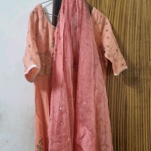 Peach Color Gown With Duppatta