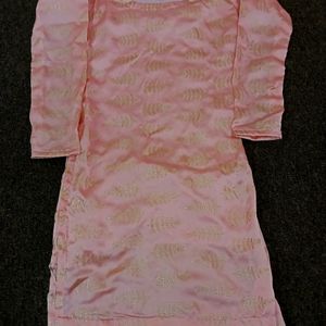 Pink kurti With Golden Design On It