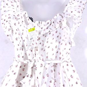 White Floral Printed Playsuit (Women's)