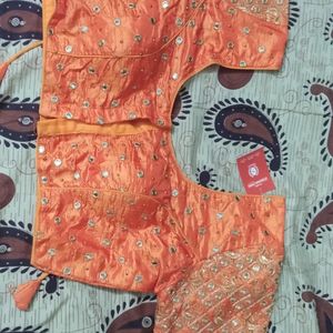 Golden Orange Embroidery Blouse