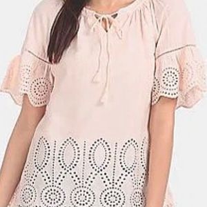 GAP Peach Notch Neck Raglan Bell Sleeves Lace Trim