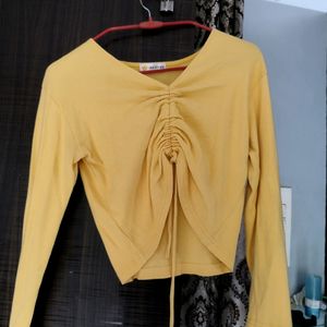 yellow full sleeves crop top