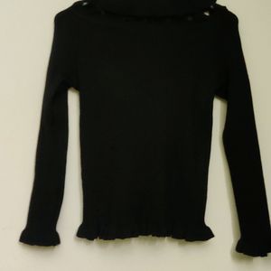 Long Sleeves Black Top Small Size