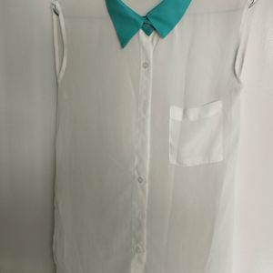 White Tranparnt Slevless Shirt200