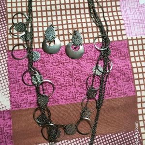 Multilayer Oxidised Silver Chain Set