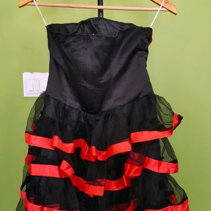 Flared Red And Black Party  DressNew With Tag