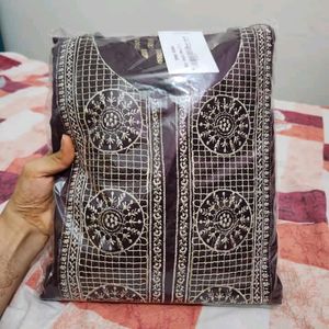 KLOSIA Viscose Embroidered Kurti Pant Dupatta Xxl