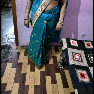 One Time Used Saree With Stiched Blouse Bust 36