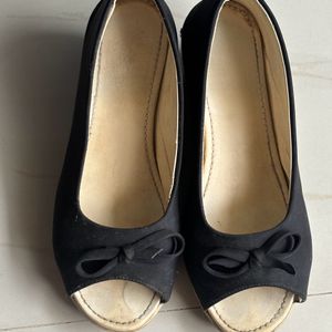 Black Peep Toe Wedges