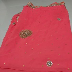 Saree With Stone Work & Beautiful Lays