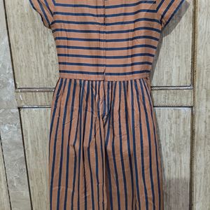 Brown Kurti With Blue Strips