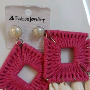 Pink Boho Crochet Earring