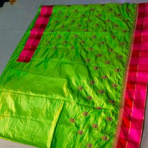 Green colour beautiful designer saree