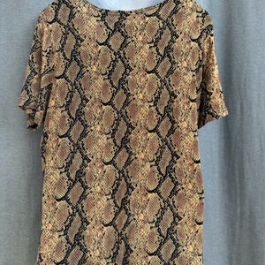 Black And Russet Brown Snake Print Top For Women's