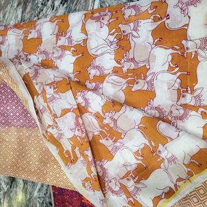 Chanderi Printed Saree With Blouse