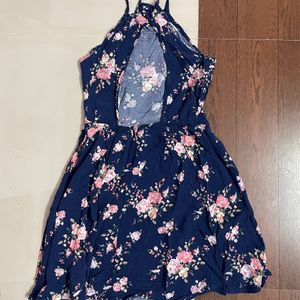 Blue Printed Mini Dress