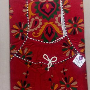 Gujri Red Cotton Nighty