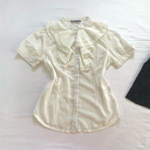 Mast & Harbour Y2K Fitted Victorian Shirt Top