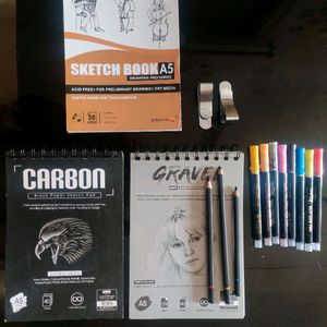 Combo Of Sketch Book+Charcoal Pencil+Sketch.