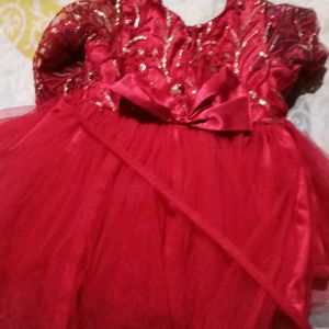 Net Frock, Red Colour