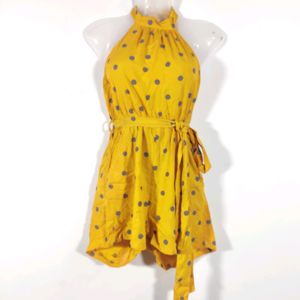 Mustard Yellow Printed Casual Jumpsuit (Women)