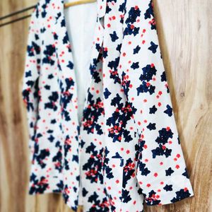 White Printed Coat Size-36