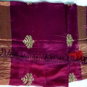 Chiffon Saree With Tussels