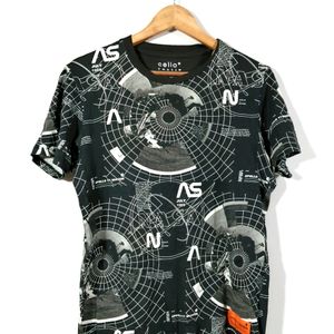 Celio Black Printed NASA T-shirt