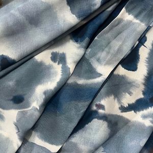 Wardrobe Dusty Blue Foliage Printed A-Line Dress w