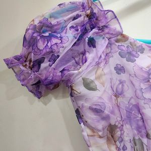 Pretty Purple Flared Frock For Girls