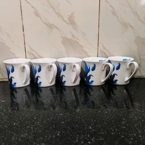 5 Tea ☕ Cups 🍵 Ceramic Made & In Good Condition