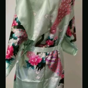 Satin Bridal Robe (Kimono Style)