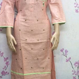 Kurti pink 1 piece attractive embroidery fancy