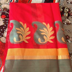 Women Red Banarasi Silk Saree