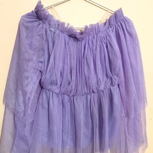 Ruffle Top Sheer Sleeve