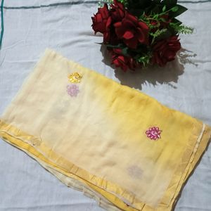 beautiful yellow cream dupatta