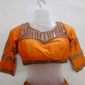 Orange Sequin Wedding Lehenga Choli