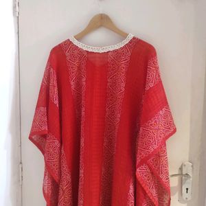 Beautiful Kaftan Kurti With Nice Lace Detailing