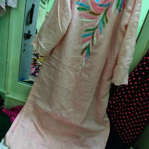 Beautiful Pink Rainbow Kadana Work Kurta