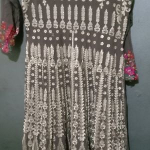 Brown Indo Western Dress With Skirt