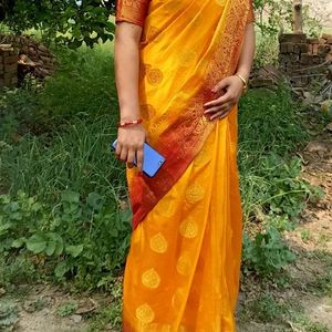 Yellow Chanderi Silk Saree