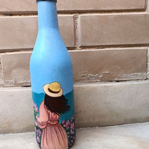 Aesthetic Handpainted Girl Art On Glass Bottle