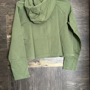 Green Cropped Hoodie