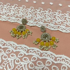 Yellow Kundan Earring