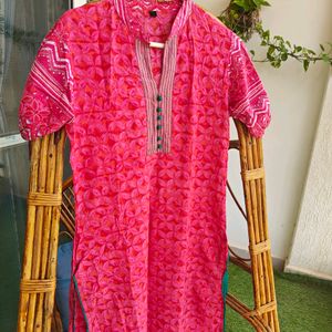 Pink Kurta With Tassles